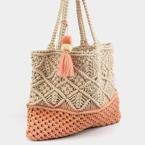 Large Dip Dye Macrame Tote